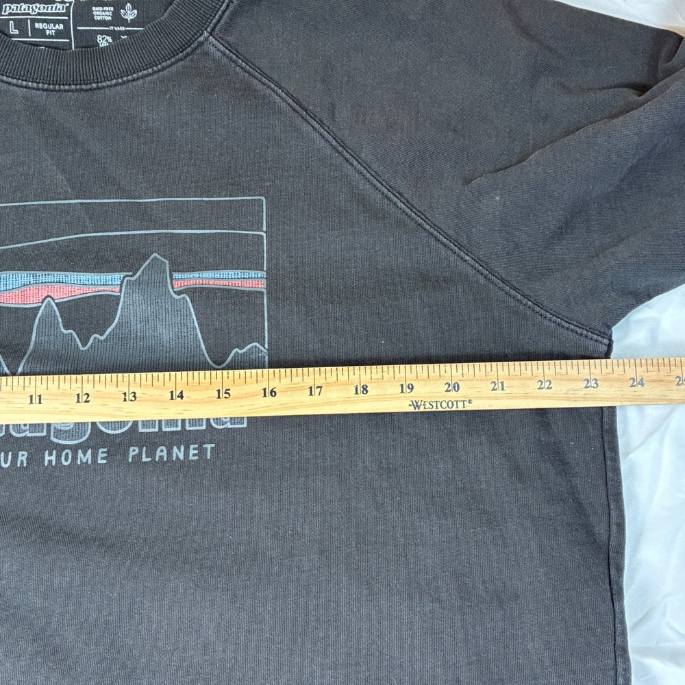 Patagonia '73 Skyline Organic Crew Sweatshirt Mens Large Black Crewneck Graphic - Picture 2 of 14